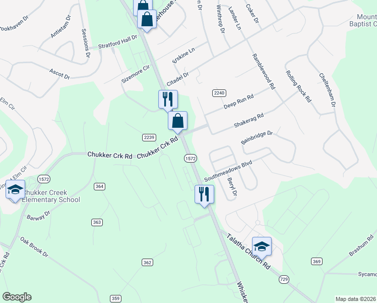map of restaurants, bars, coffee shops, grocery stores, and more near 3228-3272 State Highway 1572 in Aiken