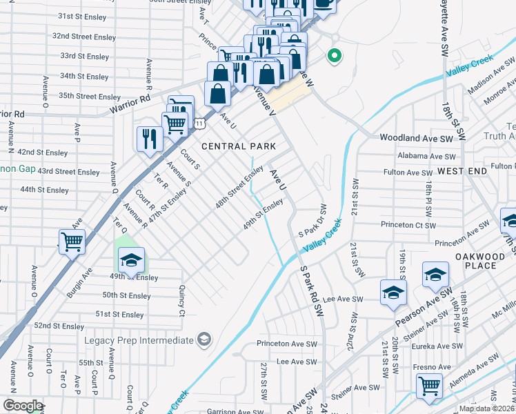 map of restaurants, bars, coffee shops, grocery stores, and more near 4841 Terrace South in Birmingham