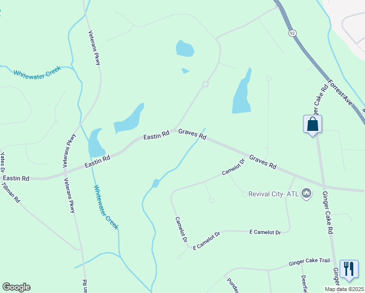map of restaurants, bars, coffee shops, grocery stores, and more near 342 Graves Road in Fayetteville