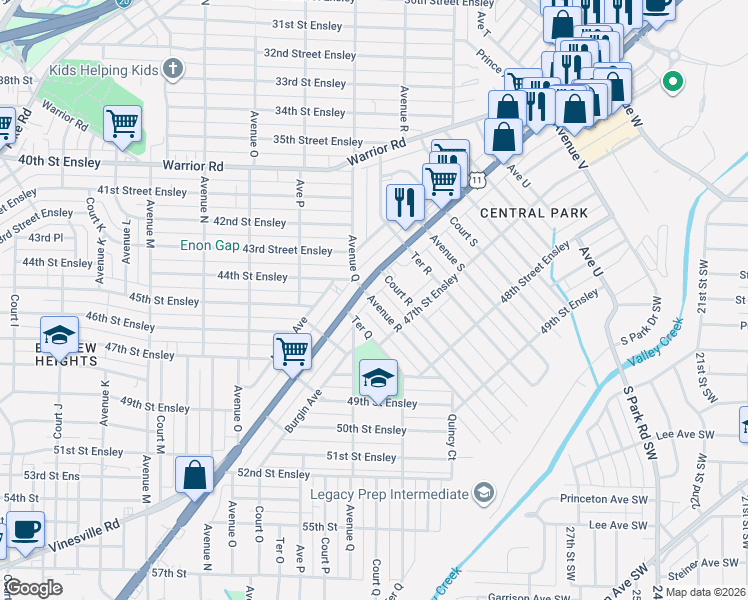 map of restaurants, bars, coffee shops, grocery stores, and more near 4612 Court R in Birmingham