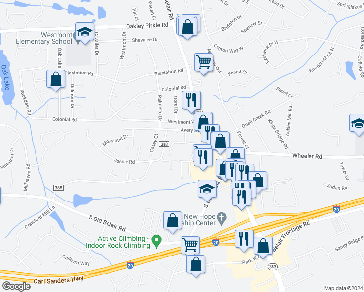 map of restaurants, bars, coffee shops, grocery stores, and more near 331 Avery Landing in Martinez
