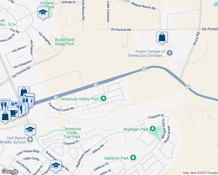 map of restaurants, bars, coffee shops, grocery stores, and more near 33979 Tuscan Creek Way in Temecula