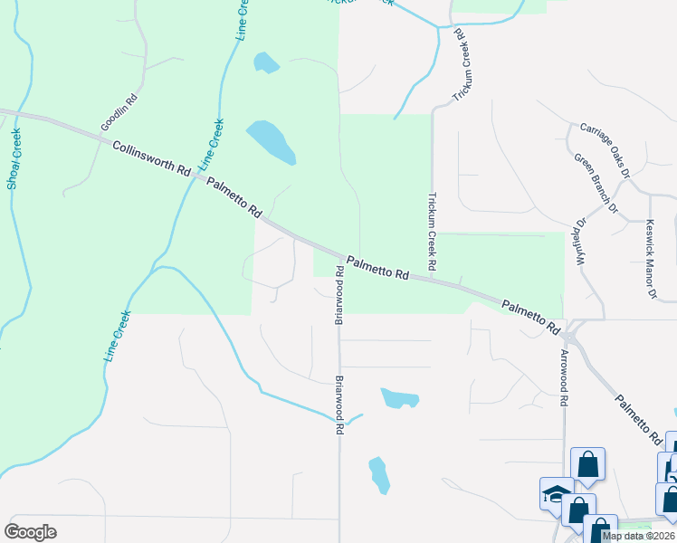 map of restaurants, bars, coffee shops, grocery stores, and more near 368 Palmetto Road in Tyrone