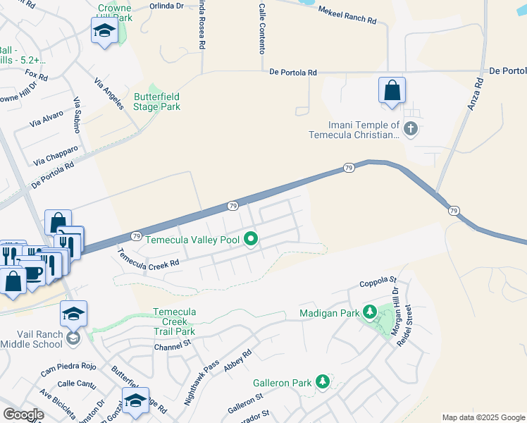 map of restaurants, bars, coffee shops, grocery stores, and more near 33979 Tuscan Creek Way in Temecula