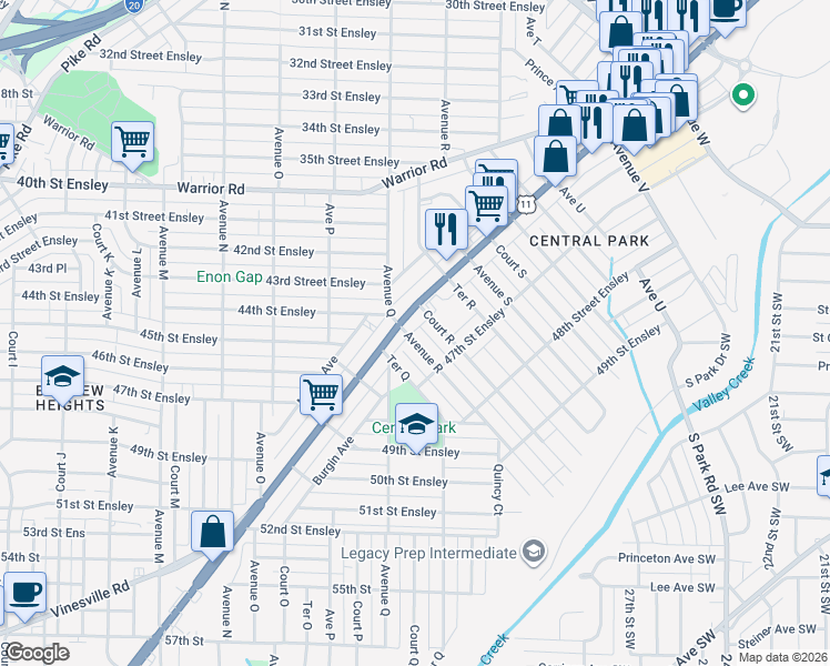 map of restaurants, bars, coffee shops, grocery stores, and more near 4612 Court R in Birmingham