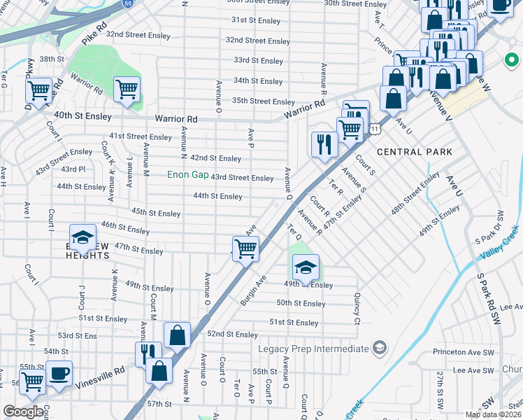 map of restaurants, bars, coffee shops, grocery stores, and more near 1616 Martin Avenue in Birmingham