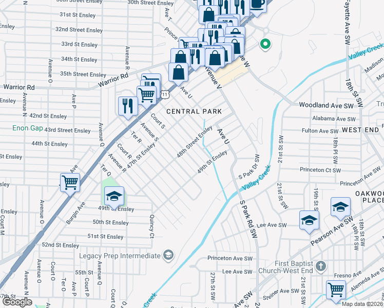 map of restaurants, bars, coffee shops, grocery stores, and more near 4805 Court South in Birmingham
