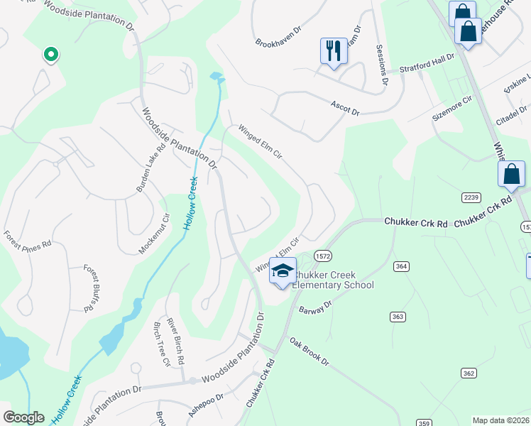 map of restaurants, bars, coffee shops, grocery stores, and more near 168 Cottonwood Creek Lane in Aiken