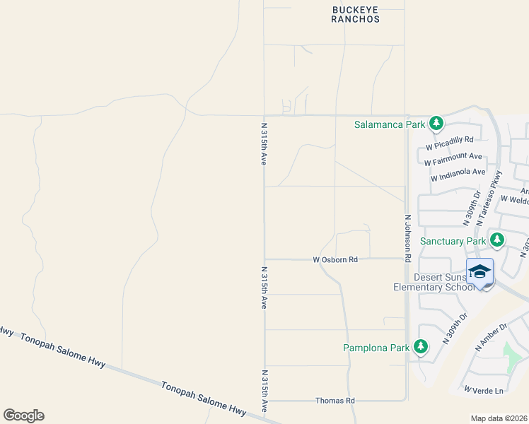 map of restaurants, bars, coffee shops, grocery stores, and more near 3365 North 315th Avenue in Buckeye