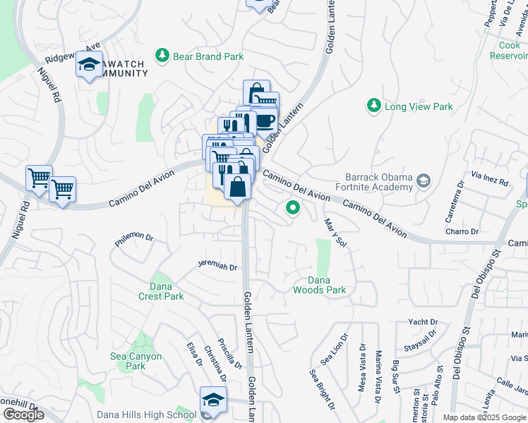 map of restaurants, bars, coffee shops, grocery stores, and more near 20 Terra Vista in Dana Point
