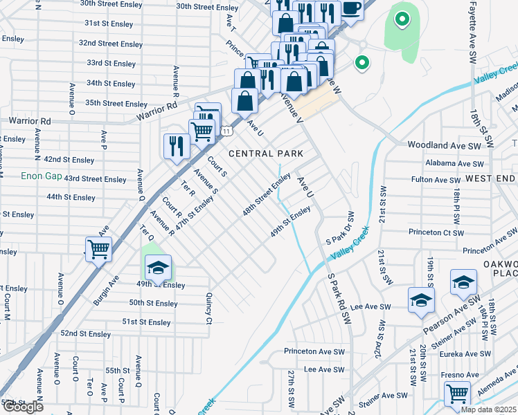 map of restaurants, bars, coffee shops, grocery stores, and more near 4805 Court South in Birmingham