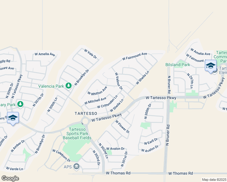map of restaurants, bars, coffee shops, grocery stores, and more near 3724 North 302nd Circle in Buckeye
