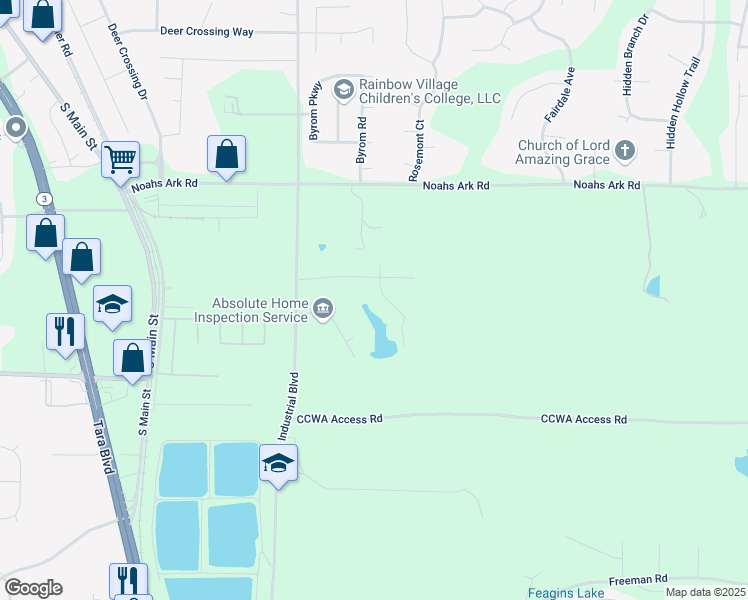map of restaurants, bars, coffee shops, grocery stores, and more near 9747 Lake Point Court in Jonesboro
