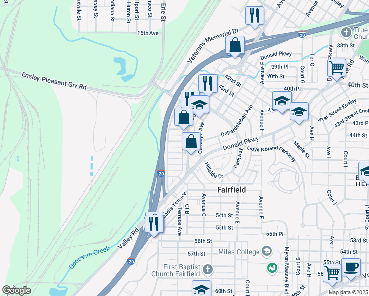 map of restaurants, bars, coffee shops, grocery stores, and more near 4910 Gary Avenue in Fairfield