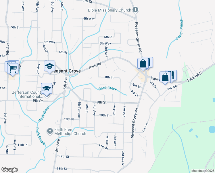 map of restaurants, bars, coffee shops, grocery stores, and more near 301 8th Place in Pleasant Grove