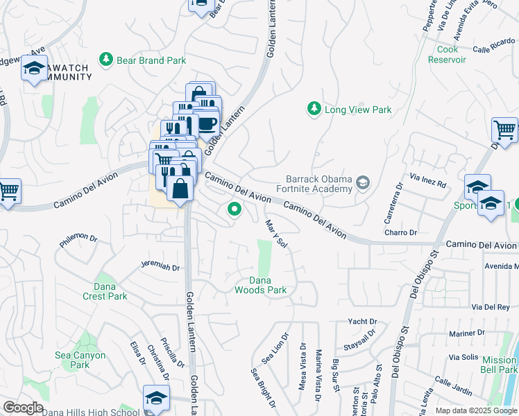 map of restaurants, bars, coffee shops, grocery stores, and more near 2 Logo Vista in Dana Point