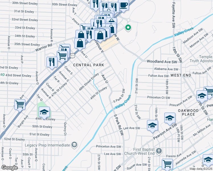 map of restaurants, bars, coffee shops, grocery stores, and more near 2030 49th Street Ensley in Birmingham