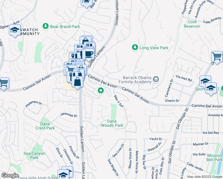 map of restaurants, bars, coffee shops, grocery stores, and more near 2 Logo Vista in Dana Point