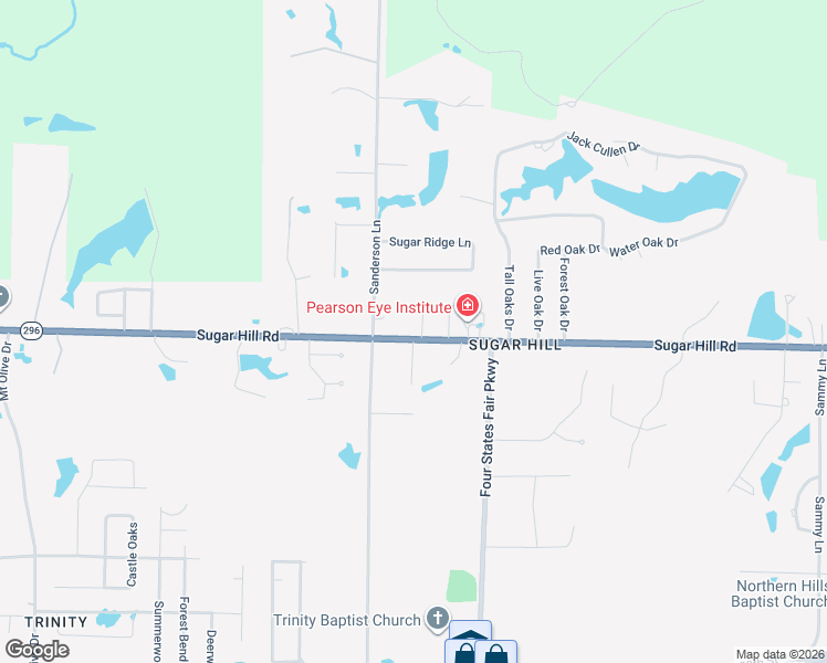 map of restaurants, bars, coffee shops, grocery stores, and more near 1 White Willow Place in Texarkana