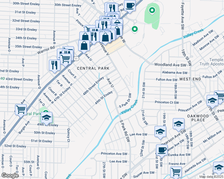 map of restaurants, bars, coffee shops, grocery stores, and more near 2030 49th Street Ensley in Birmingham