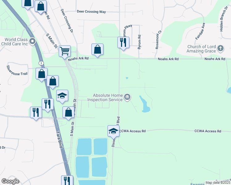 map of restaurants, bars, coffee shops, grocery stores, and more near 9758 Dixon Industrial Boulevard in Jonesboro