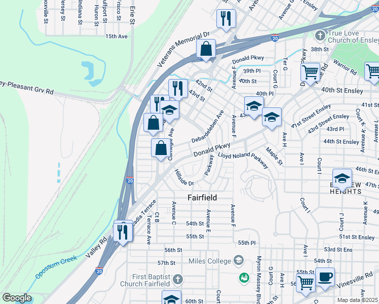 map of restaurants, bars, coffee shops, grocery stores, and more near 438 Valley Rd in Fairfield