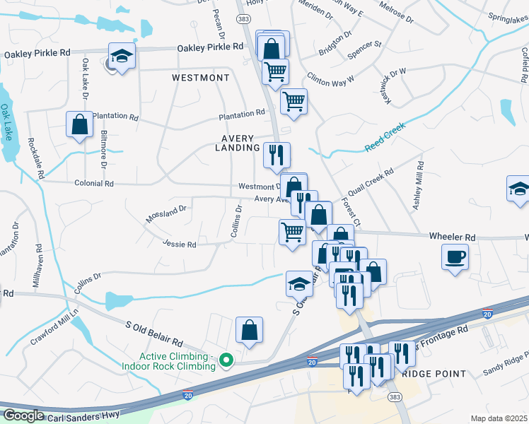 map of restaurants, bars, coffee shops, grocery stores, and more near 338 Avery Landing in Martinez