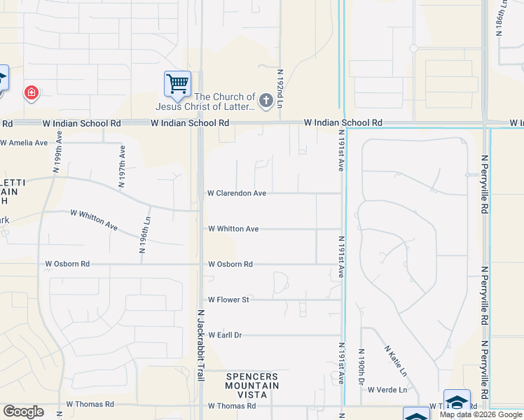 map of restaurants, bars, coffee shops, grocery stores, and more near 19307 West Clarendon Avenue in Litchfield Park