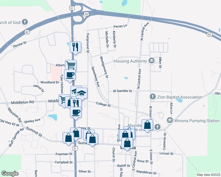 map of restaurants, bars, coffee shops, grocery stores, and more near 286-398 West Gamble Street in Winona