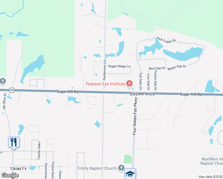 map of restaurants, bars, coffee shops, grocery stores, and more near 1 White Willow Place in Texarkana
