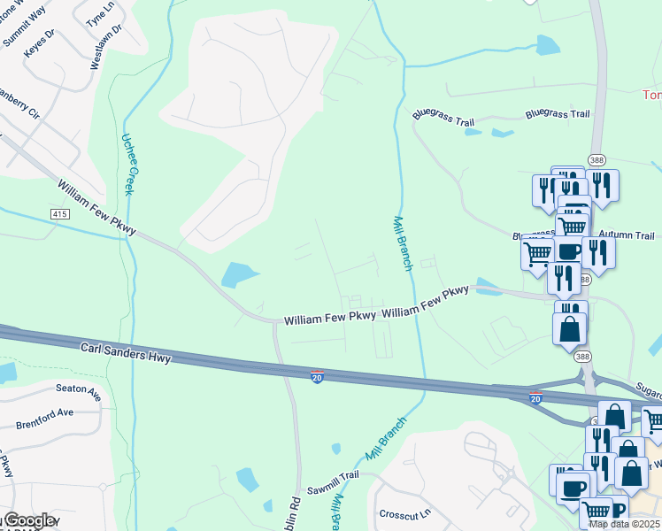 map of restaurants, bars, coffee shops, grocery stores, and more near Grimaude Boulevard in Columbia County