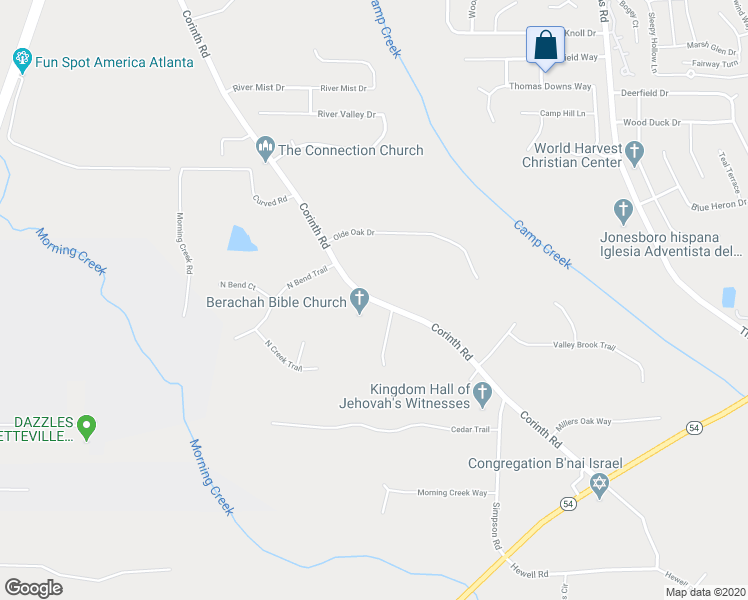 map of restaurants, bars, coffee shops, grocery stores, and more near 347 Corinth Road in Jonesboro