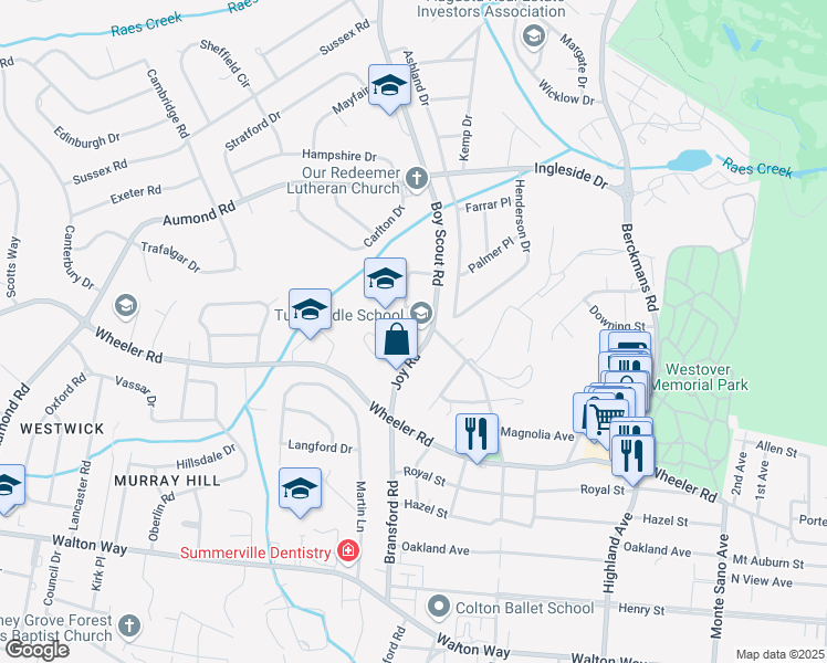 map of restaurants, bars, coffee shops, grocery stores, and more near 495 Boy Scout Road in Augusta