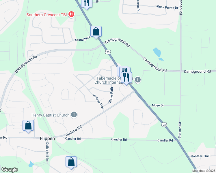 map of restaurants, bars, coffee shops, grocery stores, and more near 902 Castlerock Way in McDonough