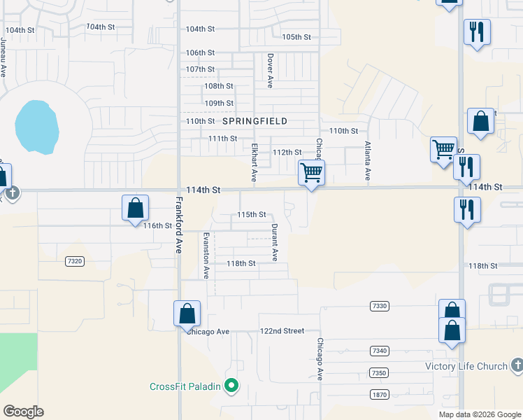 map of restaurants, bars, coffee shops, grocery stores, and more near 5523 114th Street in Lubbock