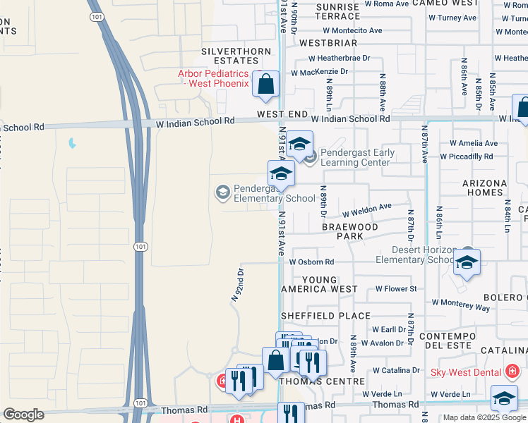 map of restaurants, bars, coffee shops, grocery stores, and more near in Phoenix