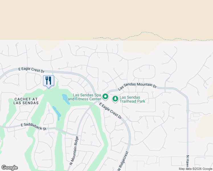 map of restaurants, bars, coffee shops, grocery stores, and more near 4049 North Silver Ridge Circle in Mesa