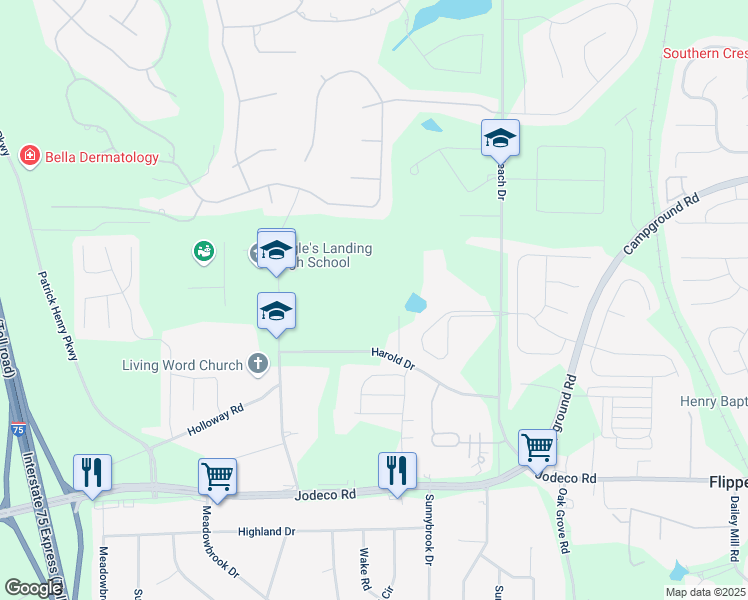 map of restaurants, bars, coffee shops, grocery stores, and more near 133 Harold Drive in McDonough