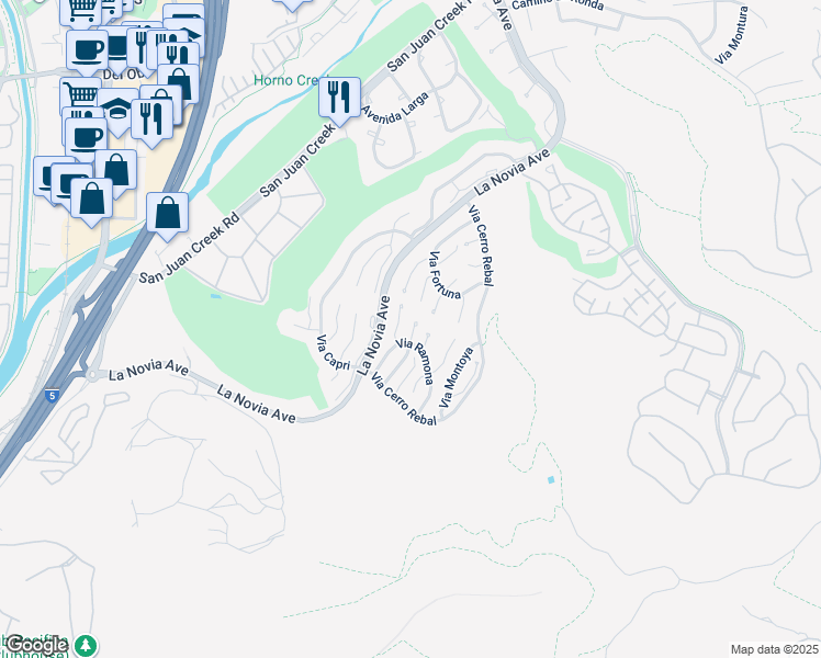 map of restaurants, bars, coffee shops, grocery stores, and more near 27477 Paseo Amador in San Juan Capistrano