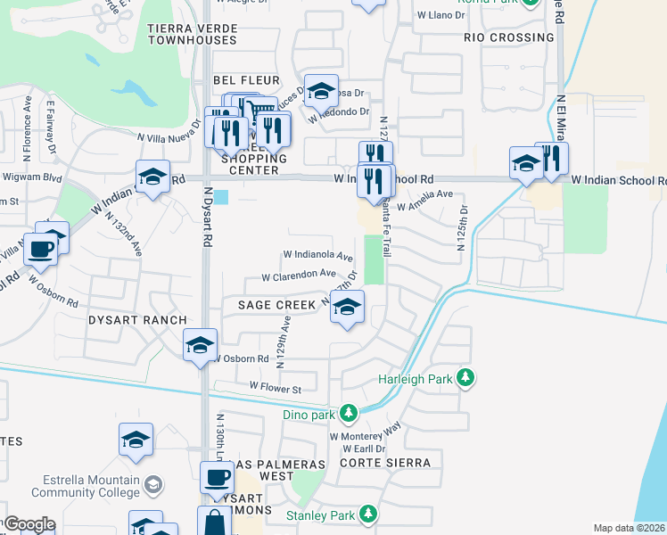 map of restaurants, bars, coffee shops, grocery stores, and more near 12812 West Weldon Avenue in Avondale