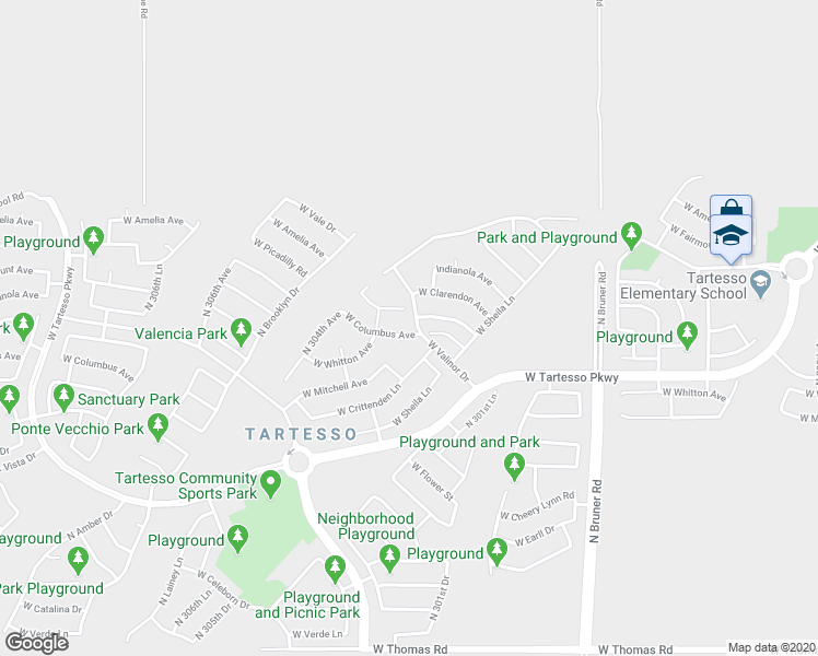 map of restaurants, bars, coffee shops, grocery stores, and more near 3724 North 302nd Circle in Buckeye