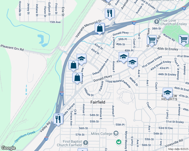 map of restaurants, bars, coffee shops, grocery stores, and more near 438 Valley Road in Fairfield