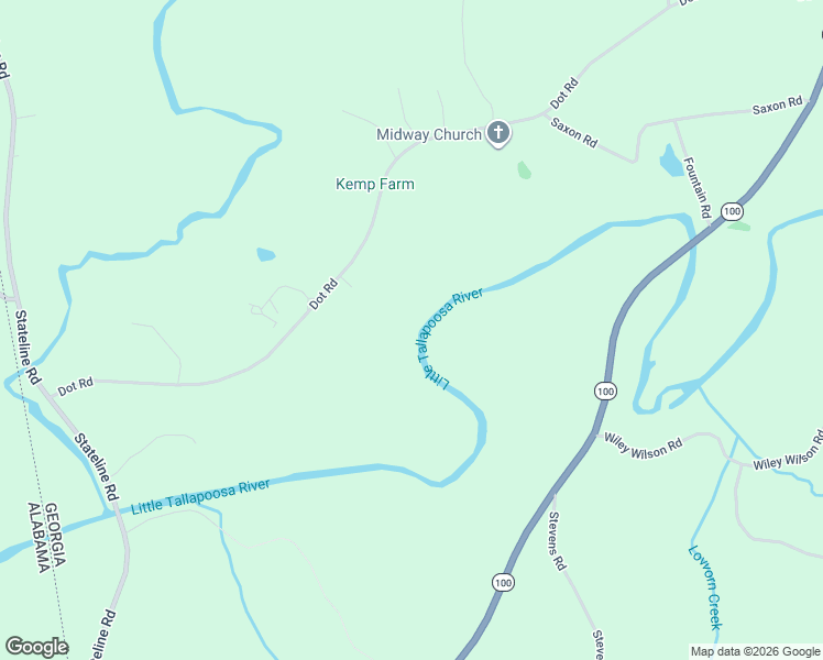 map of restaurants, bars, coffee shops, grocery stores, and more near 746 Dot Road in Bowdon