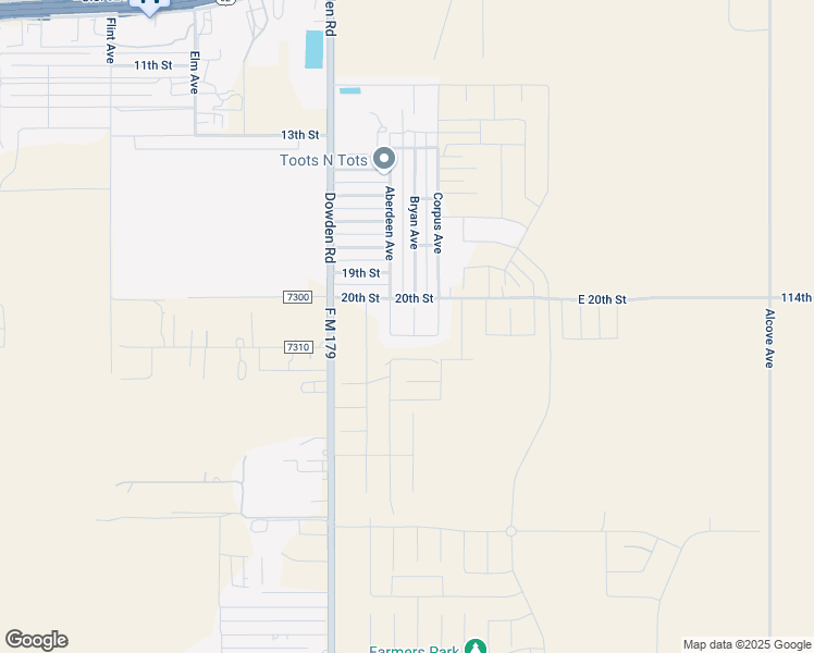 map of restaurants, bars, coffee shops, grocery stores, and more near 114th St in Wolfforth