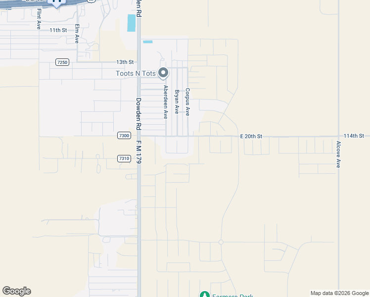 map of restaurants, bars, coffee shops, grocery stores, and more near 114th St in Wolfforth