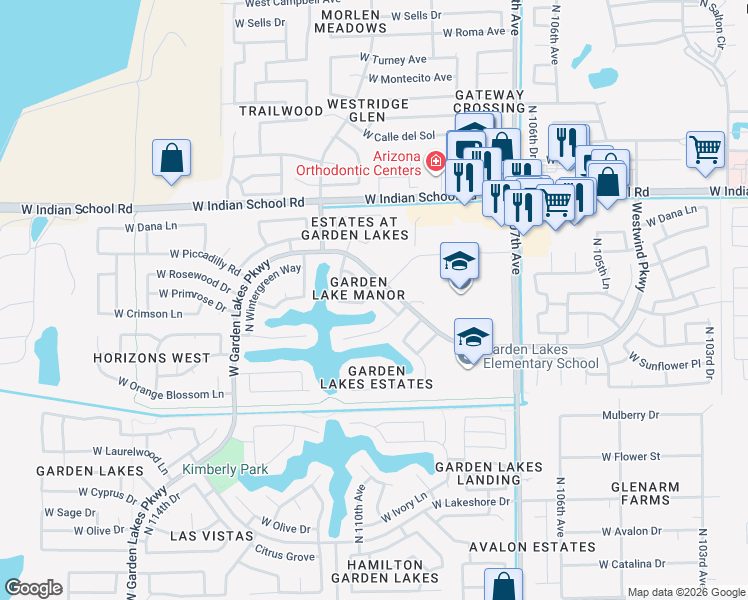 map of restaurants, bars, coffee shops, grocery stores, and more near 3817 North Rosewood Avenue in Avondale
