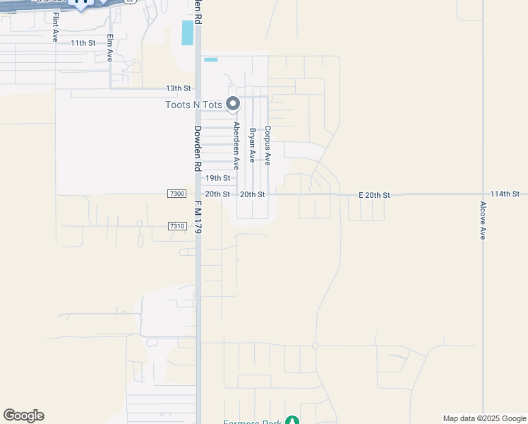 map of restaurants, bars, coffee shops, grocery stores, and more near 114th St in Wolfforth