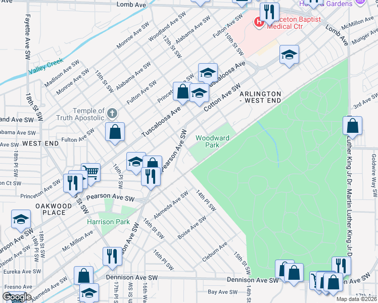map of restaurants, bars, coffee shops, grocery stores, and more near 1332 McMillon Avenue in Birmingham