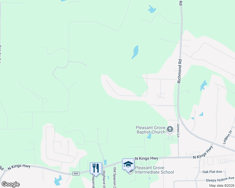 map of restaurants, bars, coffee shops, grocery stores, and more near 5314 Rolling Hills in Texarkana