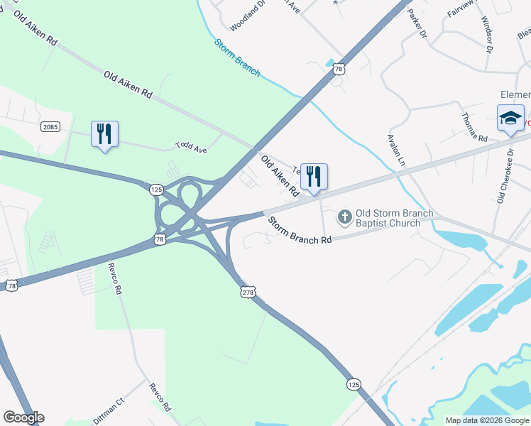 map of restaurants, bars, coffee shops, grocery stores, and more near 825 Augusta Road in Warrenville